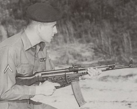 US soldier in Nam training with enemy equipment
