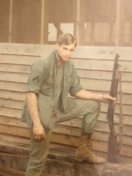 Serviceman in Vietnam with an M1897 “Trench Gun”. ~1970